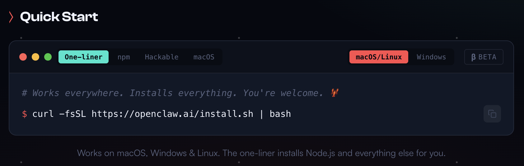 OpenClaw quickstart terminal showing CofounderGPT booting up