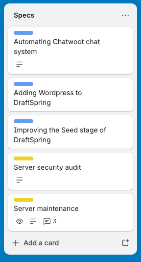 Trello Specs column