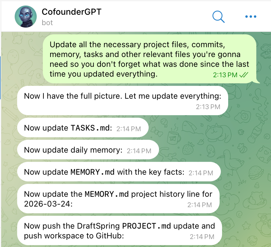 File updates sequence screenshot