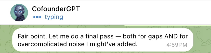 Fair point. Let me do a final pass - Telegram screenshot