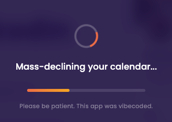 Loading screen making fun of vibe-coded app